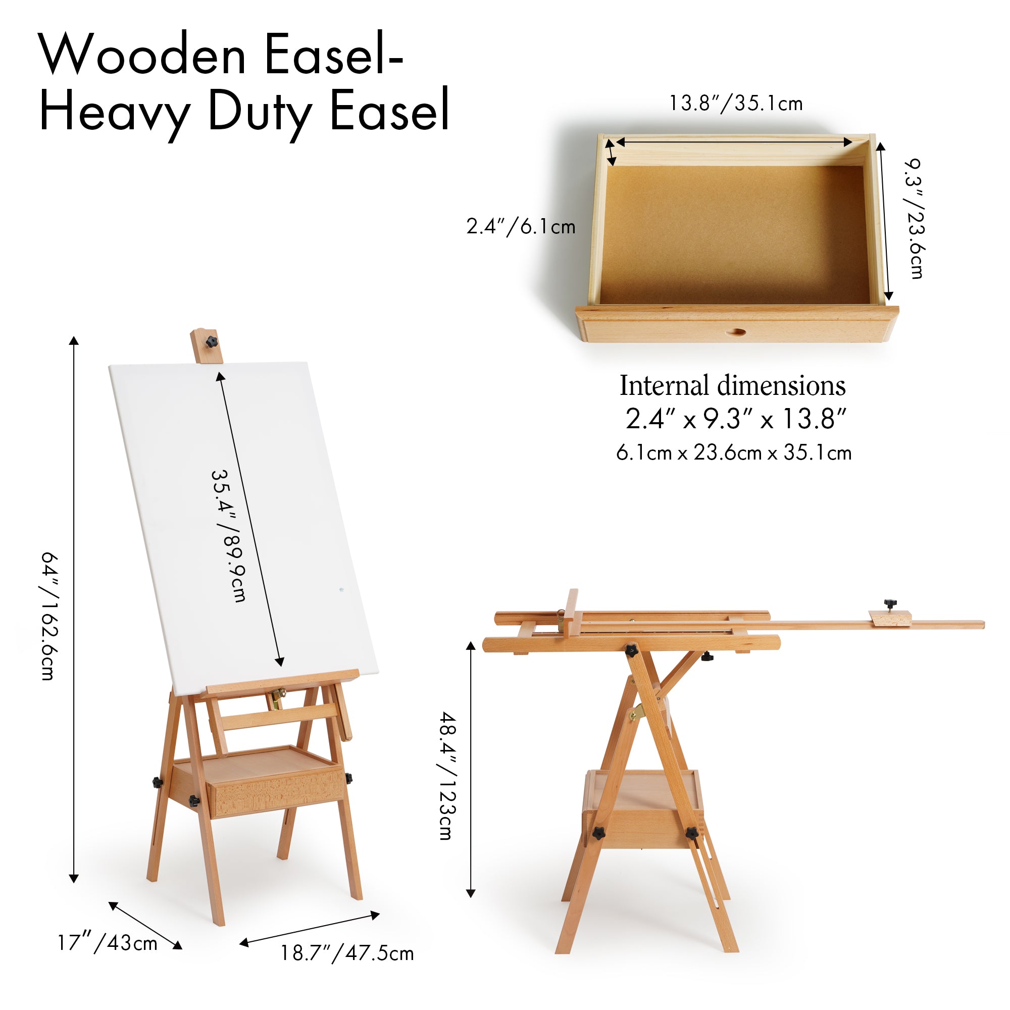 ARTIFY Large Wooden H-Frame Studio Beechwood Easel