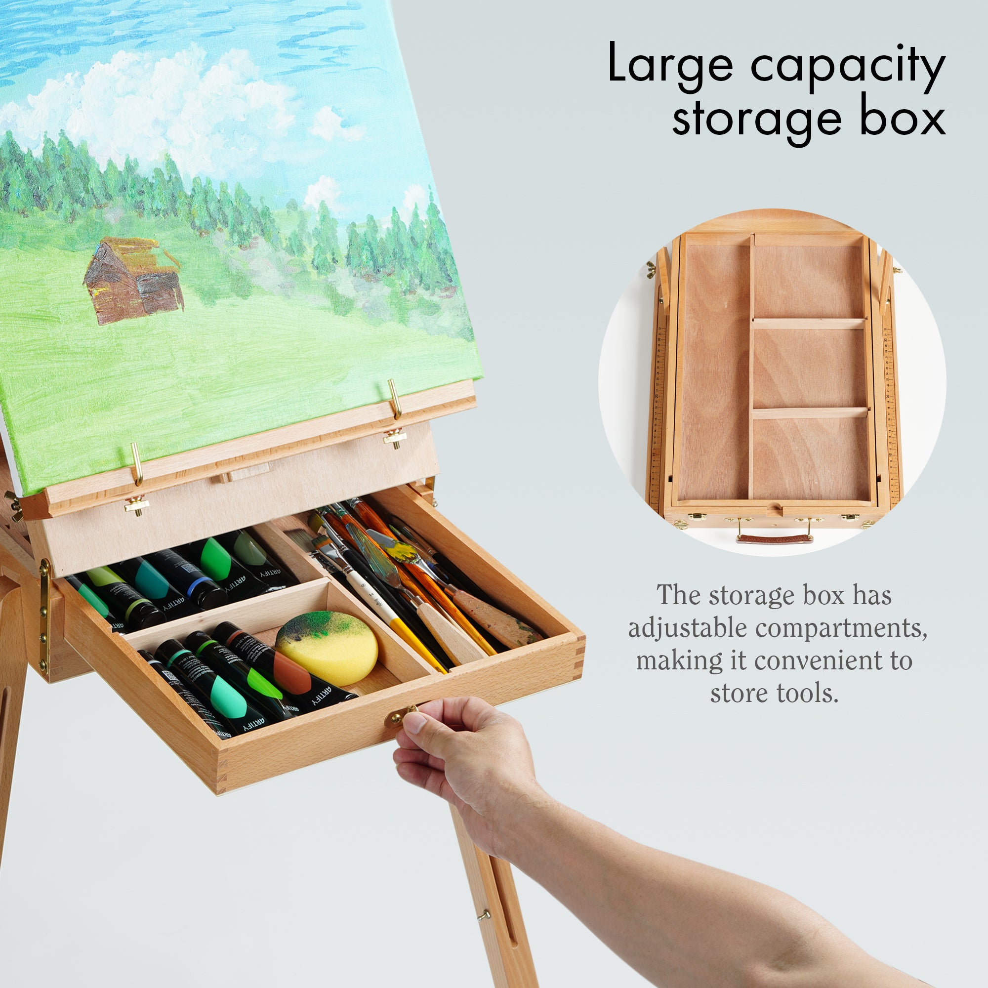 ARTIFY Foldable Portable Beechwood Art Easel Field Easel