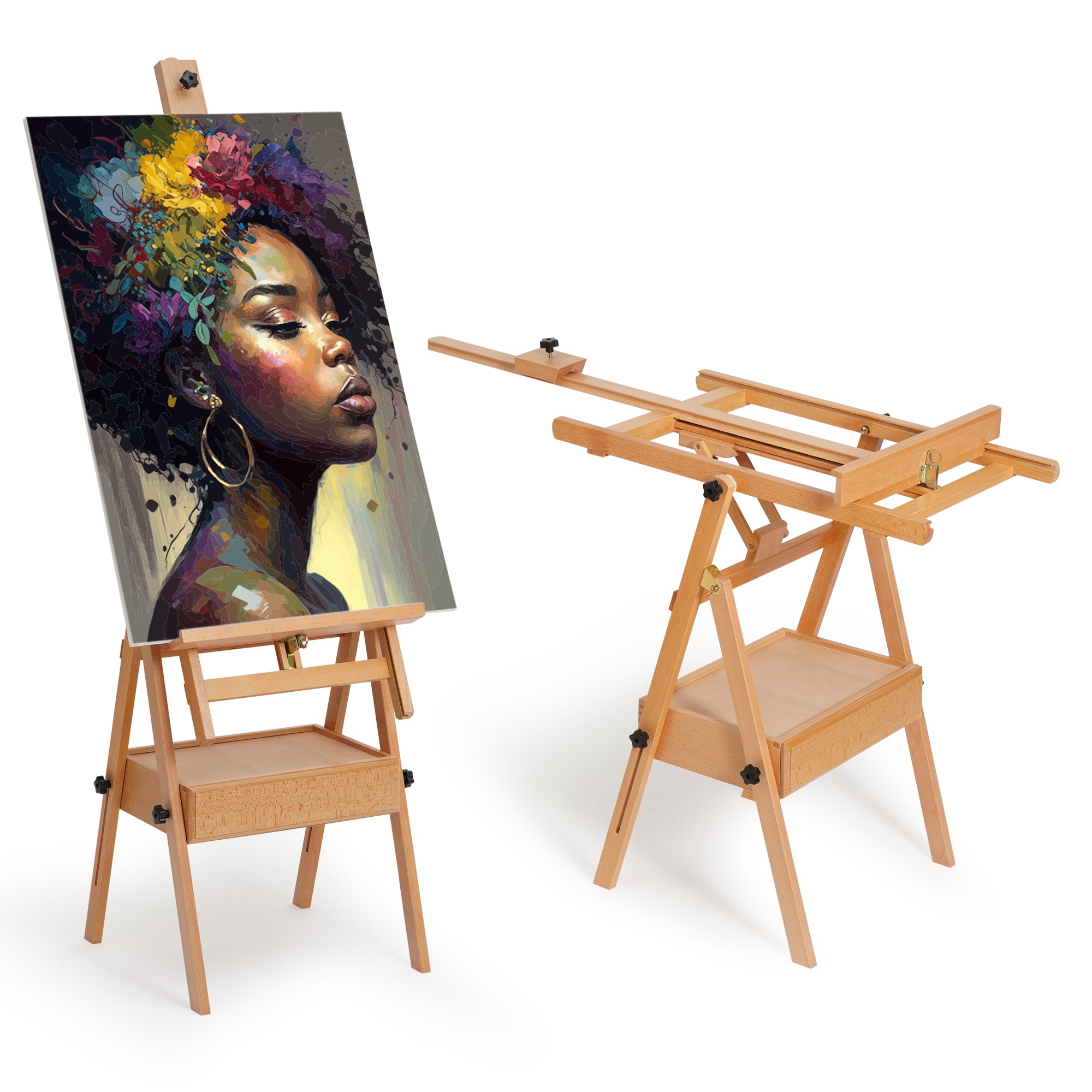 ARTIFY Large Wooden H-Frame Studio Beechwood Easel