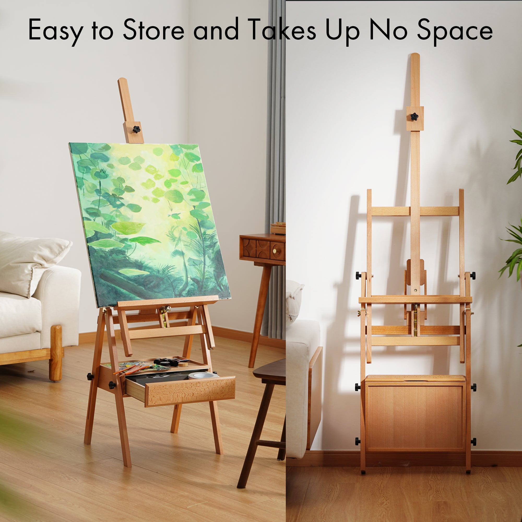 ARTIFY Large Wooden H-Frame Studio Beechwood Easel