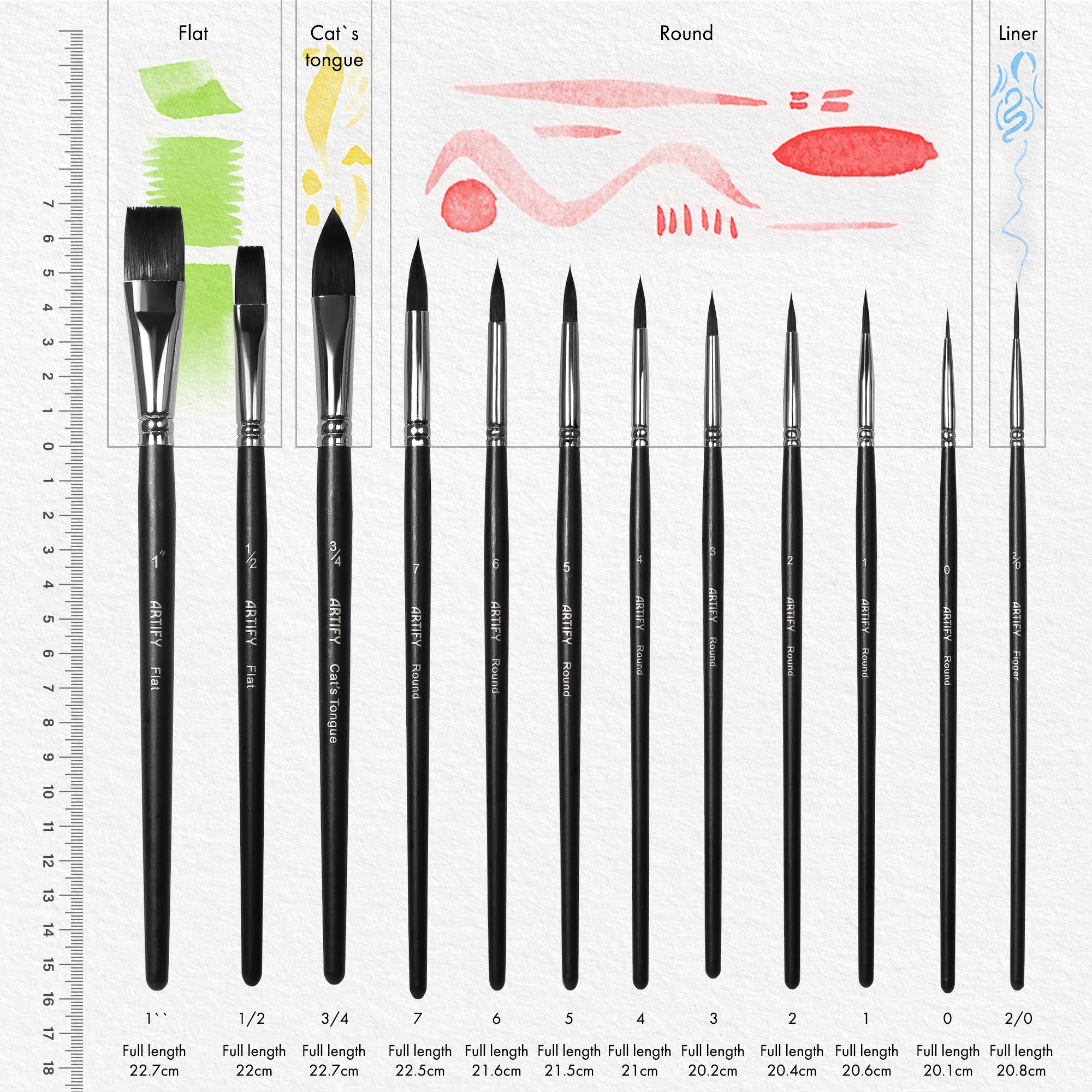 ARTIFY 15 pcs Professional Paint Brush Set Perfect for Oil