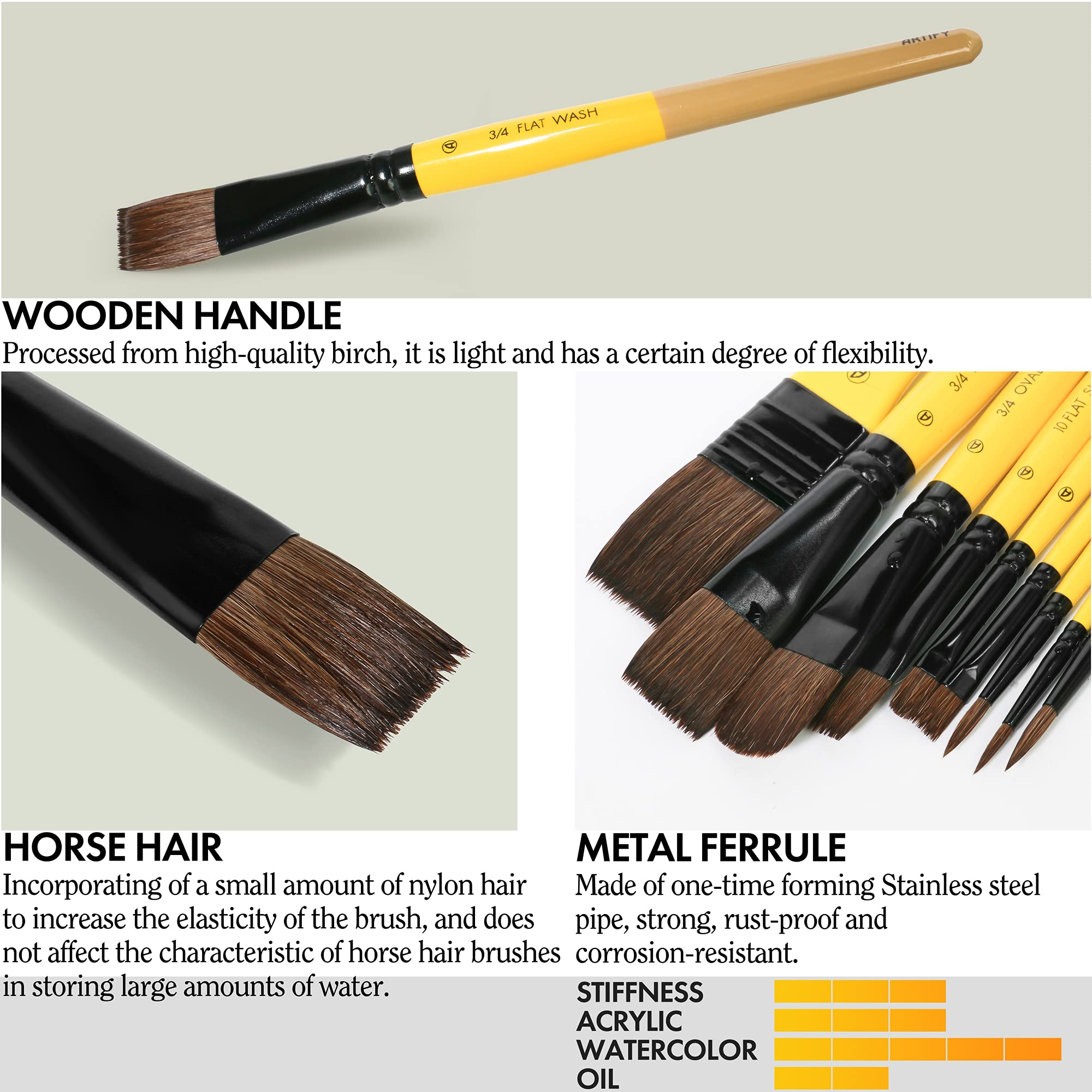 Brush, Horse Hair(Wood and Plastic Handles)