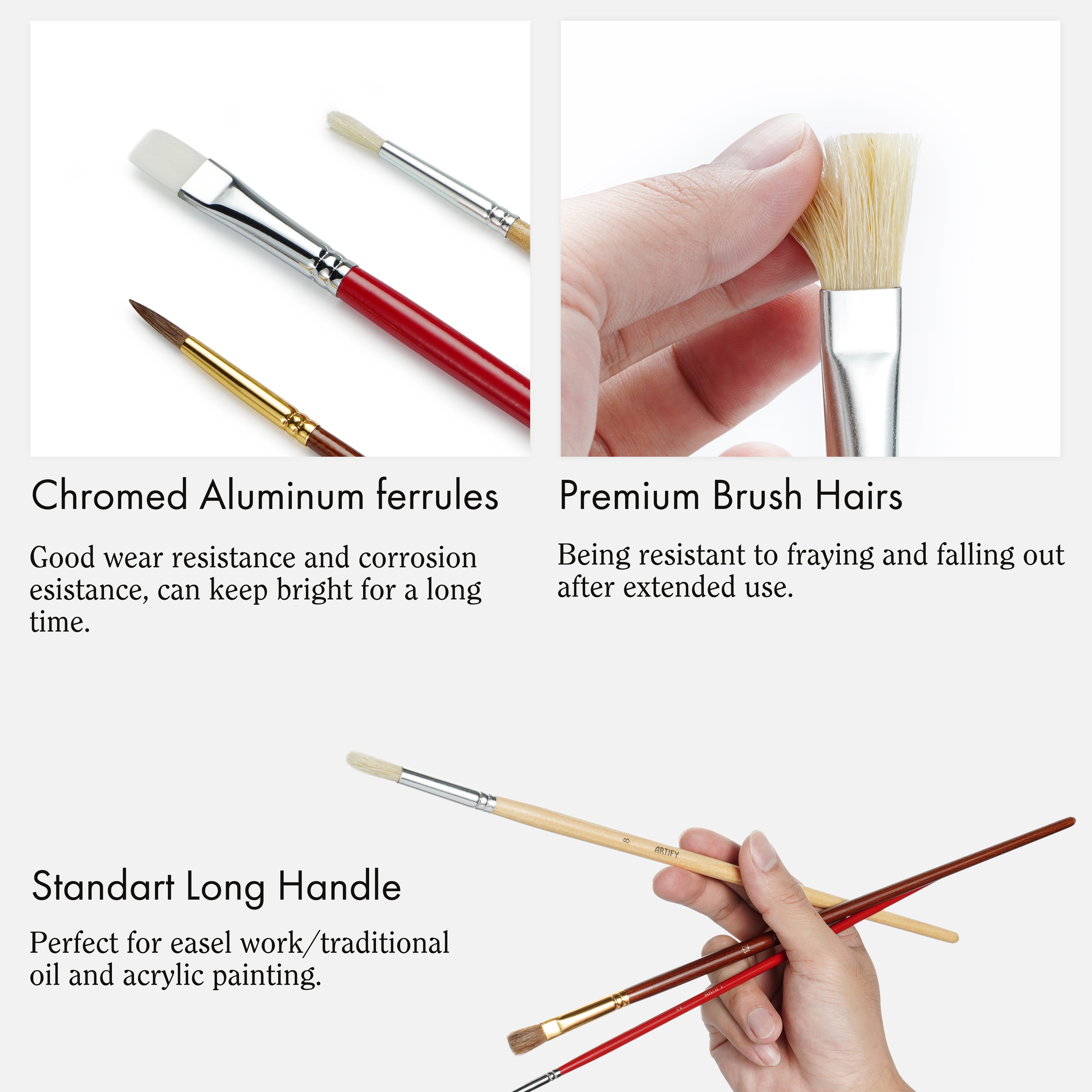 ARTIFY 15 Pcs Professional Paint Brush Set Perfect for Oil Painting